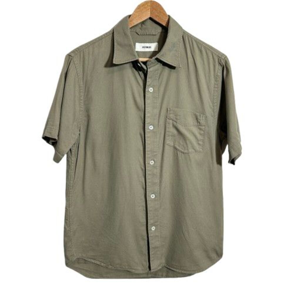 Buck Mason Shirt Mens M Button Up Draped Twill One Pocket Short Sleeve